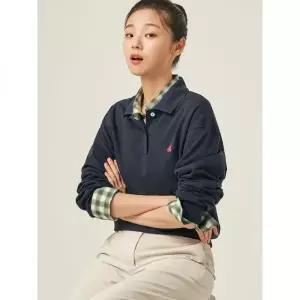 빈폴 레이디스 BEANPOLE LADIES 면 혼방 긴소매 폴로 티셔츠 네이비 BF5841C01R 1127995