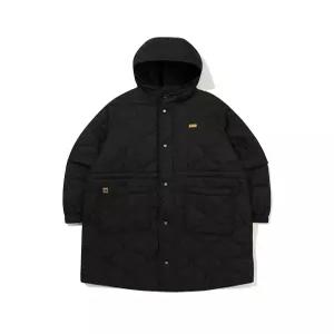 씨네프레임 경량 퀼팅 롱 후드 자켓 BLACK