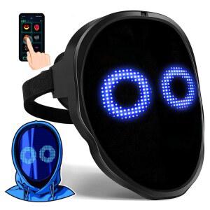 앱 제어 구투스 페이스 트랜스포밍 LED 마스크 - 어린이용 할로윈 코스튬 제스처 감지 라이트 업 생일 크리스마스를 위한 소년 장난감 선물