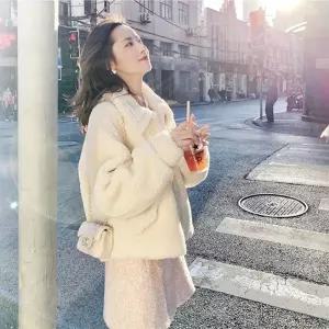 램스울 쇼트 박시핏에 2020 퍼 도톰한 여 겨울 가을 신상 일체형 키 코트
