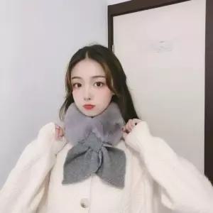 리본 고리형 페이크 퍼 니트 패션 머플러 목도리 페이크퍼 밍크 여성 고리형 리본 짧은