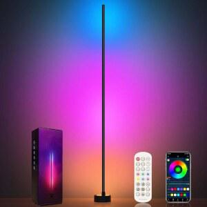 미오티어 코너 플로어 램프 - 스마트 RGB LED 램프(앱 리모컨 포함) 1 600만 가지 색상 68개 이상의 장면 음악 동기화 타이머 설정 거실 침실 게임룸에 이상적입니다