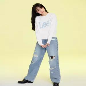리 LEE 우먼 데미지 데님 팬츠 인디고 라이트