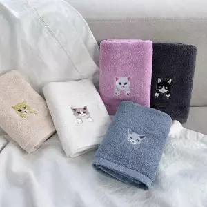 송월타올 캐릭터수건 고양이 세면타월 자수수건 답례품 기념 1장
