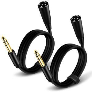 벨리프로 1/4인치 TRS에서 XLR 케이블 10피트 2팩 6.35MM 남성에서 3핀 남성 밸런스 케이블 마이크 오디오 믹서 스피커 스튜디오 등용