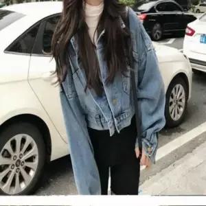 친절한탄씨 간절기 바람막이 자켓 데님 데님점퍼 버튼 바람막이 크롭 아웃도어 여성청자켓 아우터