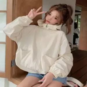 친절한탄씨 간절기 바람막이 여성용 컬러 후드 윈드 간절기 바람막이 경량 점퍼 집업 자켓