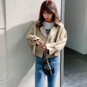 숏트렌치자켓 여성 간절기 봄가을 트렌치 숏자켓 숏트렌치 크롭자켓