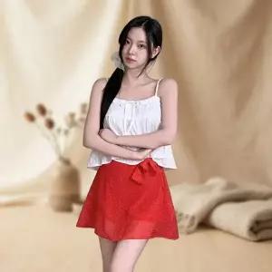 여성용 봄가을 플라워 프린트 쉬폰 랩 미니 스커트