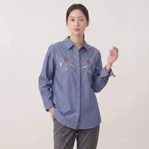 [카라]HWASE / 화세 플라워카우자수인디고셔츠_HB6SSH026C