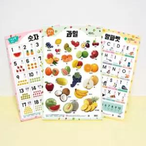 구구단 벽보 포스터 아기 한글 곱셈표 학습 벽그림 숫자 과일 채소 1+1