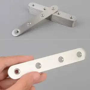 평철 124mm 10개 일자형평철 연결 보강용 브라켓 다목적평철 일자형평철 보강철물 코너철