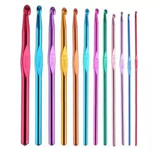 코바늘세트 12P 원목 뜨개질용 싸이즈별 코바늘 코바늘세트 코바늘 컬러뜨개바늘