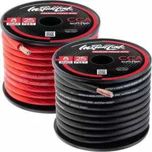 링크 8 AWG 게이지 전원 또는 접지선 케이블 설치 25피트 빨간색 검은색(총 50피트) CCA