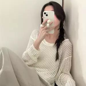 셀럽하우스 여름 루즈핏 시스루 코디 그물니트 망사 스웨터 풀오버