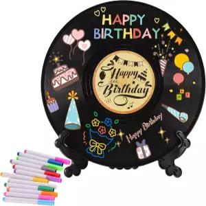 비닐 레코드 생일 장식 축하 방명록 대안 - 펜 DIY 선물하기 포스터 음악 애호가 테이블 시계 액세서리