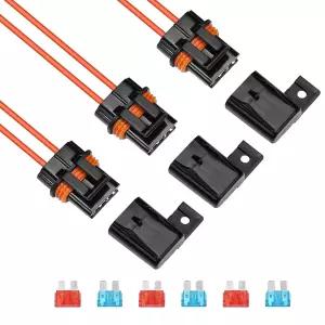3팩 방수 ATC/ATO 인라인 16AWG 퓨즈 홀더 3pcs 10A 및 15A 포함 반동
