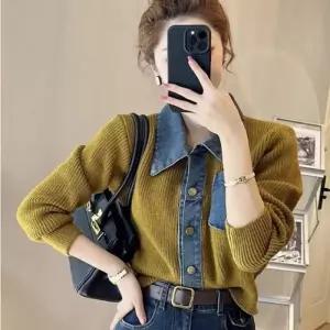 [bfwdSe_66]퀸즈 데님 카라 가을가디건 도톰 가디건