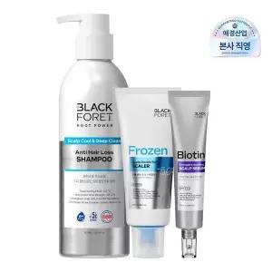 [블랙포레]루트파워 쿨&딥샴푸 500ml + 더블솔트 스케일러 250g + 두피강화진정세럼 70ml