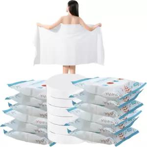 12팩 대형 압축 타월 56인치 x 28인치 일회용 면 목욕 휴대용 두꺼운 종이 재사용 가능 하이킹 캠핑 해변