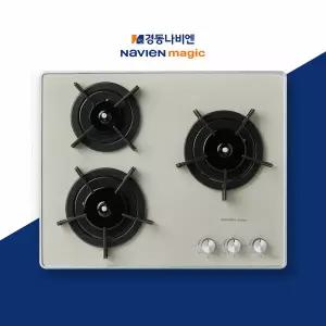 경동 나비엔 3구 빌트인 가스쿡탑 LPG LNG GRB-6643 베이지 법랑