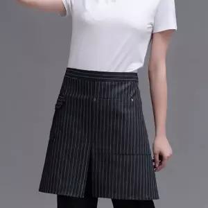 ( )PL 실용적인 앞치마 하프 앞트임 허리 앞치마(스트라이프) No7