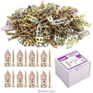 스핏 200Pcs 드라이월 셀프 드릴링 앵커 스크류 키트 포함 드릴 또는 벽 구멍 없음 TV 자전거 선반 스트랩