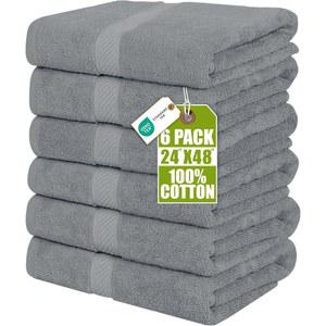 유토피아 타월 6팩 미디엄 목욕 세트 24 x 48인치 500 GSM 100% 링 스펀 코튼 가볍고 흡수력이 뛰어난 호텔 스파 욕실용 퀵 드라이 프리미엄 쿨 그레이