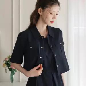 시크라인 XXL까지) 파우엘 투포켓 크롭 자켓 하객룩 오피스룩 모임룩 격식룩 빅사이즈