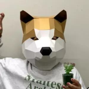( )시바견 강아지 DIY 종이 입체 동물 가면 만들기 돌봄교실 미술 학습 마스크 동물 탈