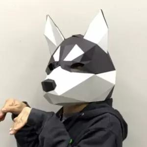 ( )허스키 강아지 DIY 종이 입체 동물 가면 만들기 돌봄교실 미술 학습 마스크 동물 탈