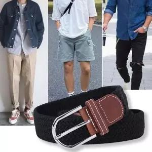 무 타공 위빙 벨트 청 면 바지 데일리 룩 허리띠 정장