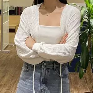 시스루 시원한 넓은 크롭 스트링 볼레로 가디건 비치 해변 바캉스 로브 베이직 데일리 여름