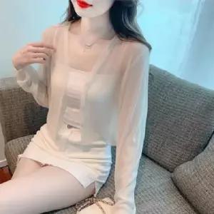 시스루 크롭 가디건 여성 여름 썸머룩 비치웨어 데일리 아우터