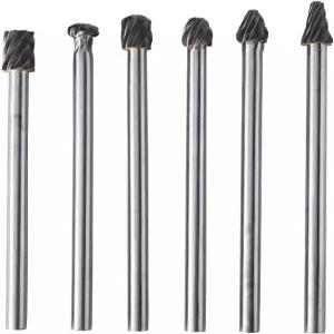 6개 6mm 생크 텅스텐 카바이드 로터리 파일 버 세트 포인트 다이 그라인더 알루미늄 헤드