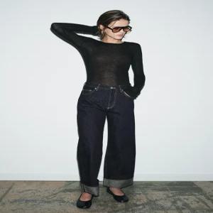 ZARA ZW 컬렉션 미드라이즈 배기 청바지 - 블루 6840/048/407