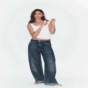 ZARA JEANS TRF BAGGY FOLDED 미드라이즈 - 네이비 1300/035/401