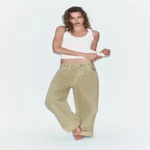 ZARA TRF 미드라이즈 배기 폴디드 진 - 올리브 그린 5575/035/545