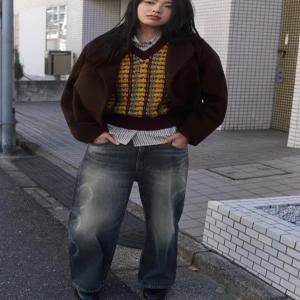 ZARA JEANS TRF BAGGY 사이드 프린트 - 블루 8727/414/407