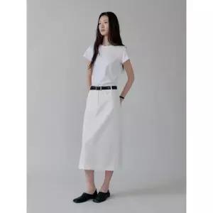 STEP AROUND Straight Pocket Cotton Skirt_WHITE 1207363