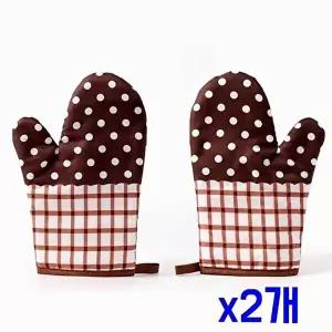 고품질 TBZ 주방 보호 오븐장갑 2p세트(브라운도트) x2개 주방 조리장갑 뜨거운냄비잡는장갑 WFNIDVX