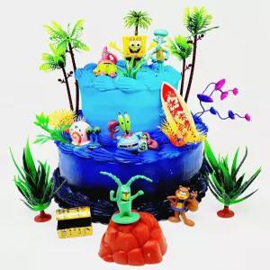생일 축하 스폰지밥 네모바지 케이크 토퍼 12가지 컬러 피규어와 액세서리 세트