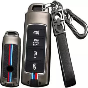 기아 카덴자 K9 K7 K-04 쏘렌토 K900용 HIBEYO 4 버튼 합금 키포브 커버 및 키체인 프로텍터가 장착된