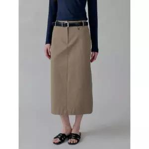 STEP AROUND Straight Pocket Cotton Skirt_KHAKI 1266651