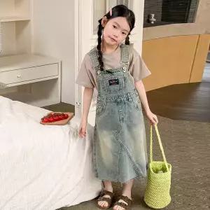 커팅 멜빵 오버롤 데님 스커트 R16899