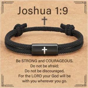 소년 남성을 위한 리디우 크로스 팔찌 졸업 선물 확인 첫 성찬식 조절 가능한 성경 구절 기독교 세례
