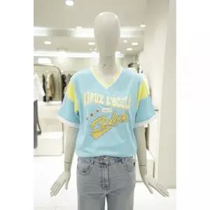 잔여소량 [CC콜렉트] 컬러 블록 브이넥 티셔츠 (C252PSM710)
