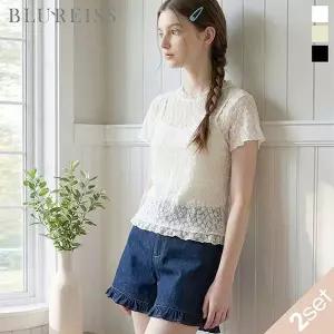 블루레이스 [2SET]플라워 시스루 뷔스티에 티셔츠_BI6M1TS6961 3364397