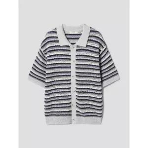 에잇세컨즈 멀티 스트라이프 카라 카디건 라이트 그레이 26545AAY22 5011312