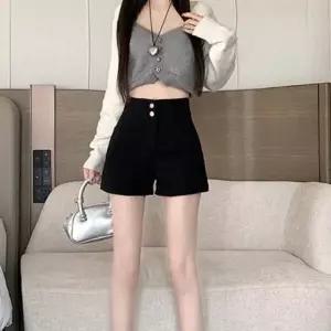 여자 하이웨스트 A라인 슬림 숏팬츠 면 반바지 3부